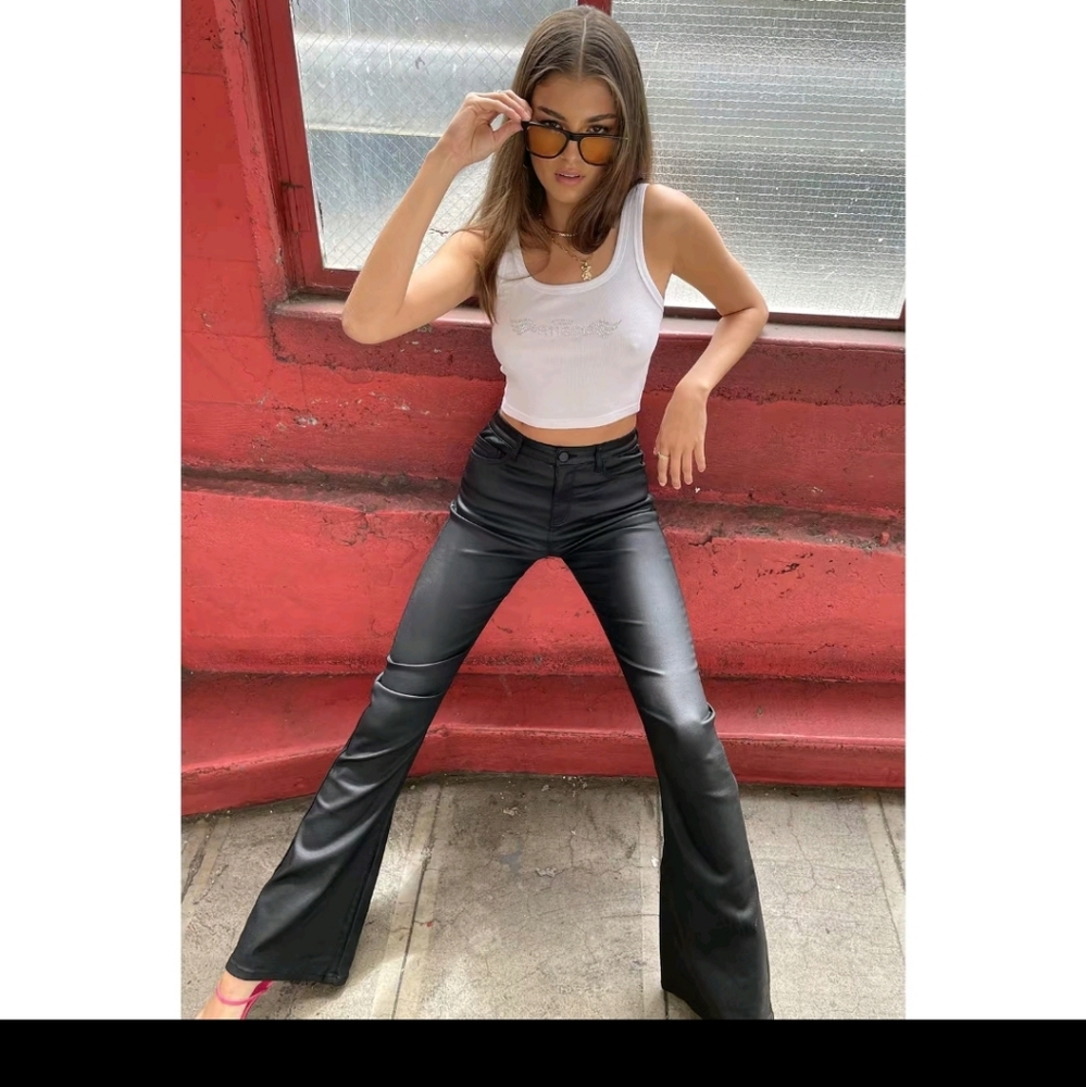 Edikted faux leather flare pants